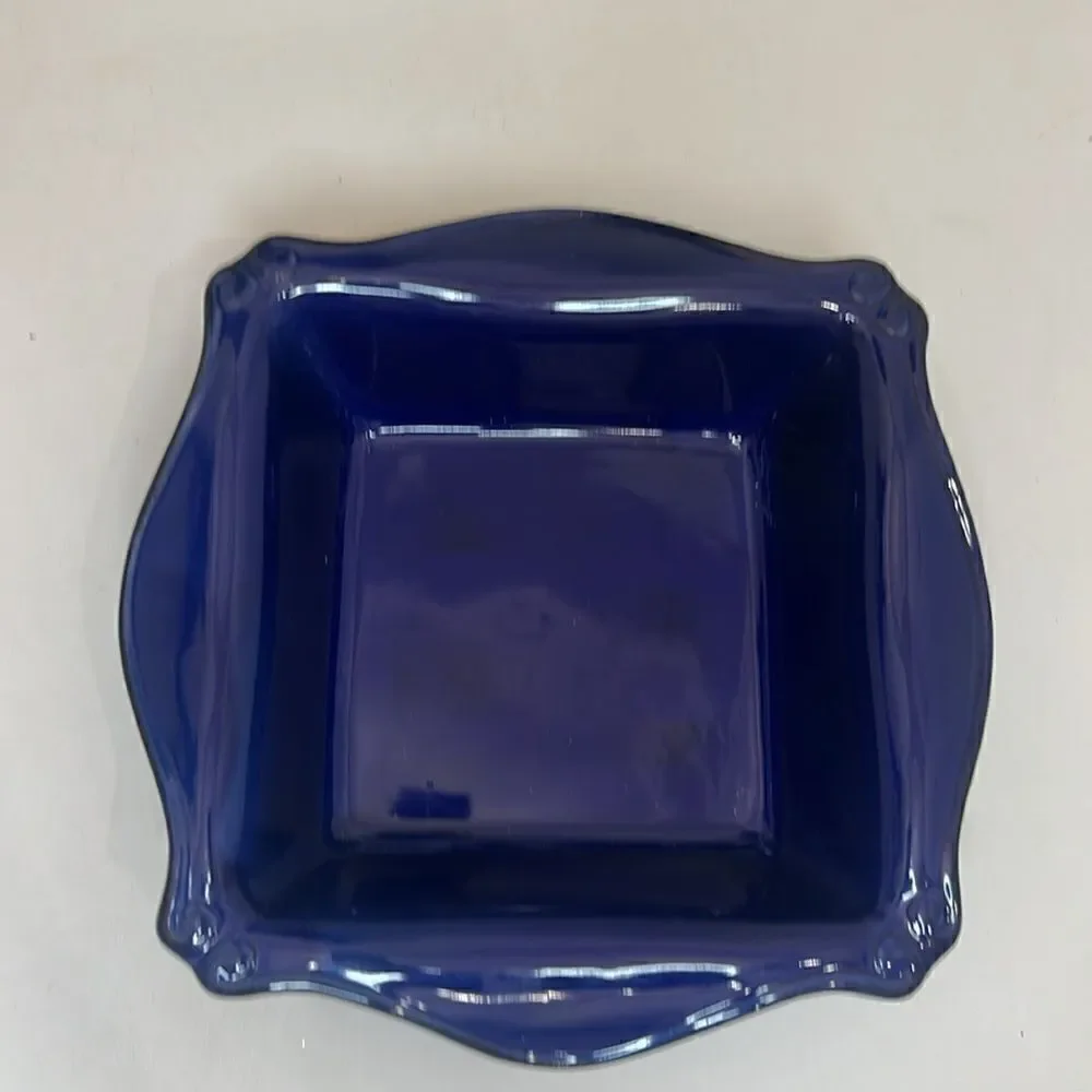 Square Baker 10 In Cobalt Blue Glazed Ovenware Scalloped Country Side Table Top